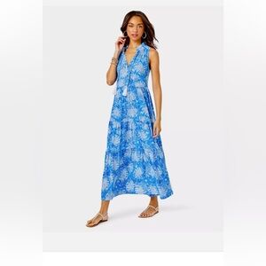 Lilly Pulitzer Malone Tiered Cotton Maxi Dress in Croc & Lock. Size Medium EUC